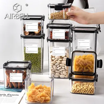 Прозрачни пластмасови Контейнери за съхранение на хранителни продукти За Организиране на Кухня, банка за бонбони, бисквити, Зърнени храни, кофа за ориз, за Съхранение на захар, боб