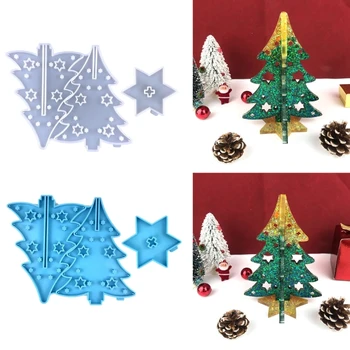 Силиконова форма за Коледната елха, Коледната форма от смола с титуляра, форма за украса на Коледната елха за Коледно парти, начало декор Q1JD