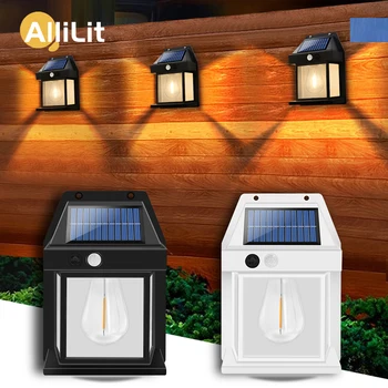 Слънчев, с монтиран на стената фенер AlliLit с датчик за движение на открито, ретро декоративна лампа с 3 режима на осветление, led лампа