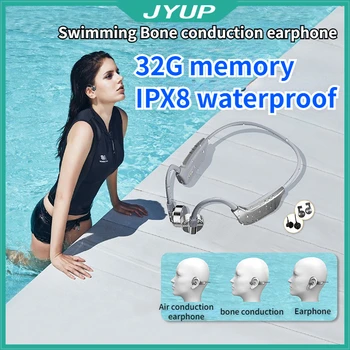 Спортни слушалки за плуване IPX8 водоустойчив безжична Bluetooth слушалка с костна проводимост с голям капацитет не е включена в ухото