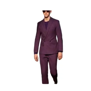 Стилни ежедневни Бордо Двубортные Мъжки костюми за Сватба от 2 теми (яке + панталон + вратовръзка), Модерен Мъжки блейзър по поръчка, панталони