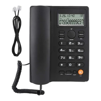 Телефон с дисплей на обаждащия се, микрофон, кабелен стационарен телефон, Фиксиран телефон за вашия офис, хотел KX-T2025