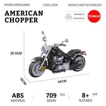Техническа модел на мотоциклет American Chopper, строителни блокове, Хай-тек, 1:6, Класически ретро мотоциклети тухли, Подаръчен комплект, играчки за деца