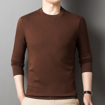 Тънък пуловер с дълги ръкави/Абсолютно нов мъжки Есенно-зимния обикновен кръгъл отвор, оборудвана бизнес пуловер за почивка