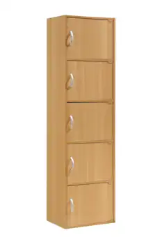 Универсален шкаф Hodedah с 5 рафтове, 5 врати, кафяв
