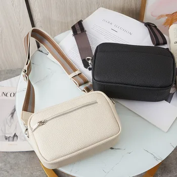 Хит на продажбите, женствена чанта 2023, пролет/лято, нова малка квадратна чанта с широк пагон и диагонал чанта през едно рамо