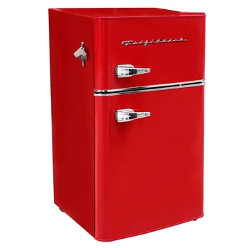 Хладилник с две врати Frigidaire Retro 3,2 куб. фута, с фризер, червен хладилник