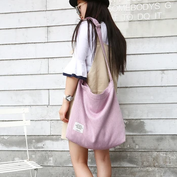 Холщовая чанта през рамо с голям капацитет за жени, стилна ежедневна чанта-месинджър за активен отдих