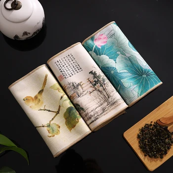 Чай масичка, Впитывающий чай, Дебел висок клас на Нова Подложка за кърпи за ръце, супер набор от тряпичных аксесоари, Професионална домакински китайската кърпа за чай с рисувани
