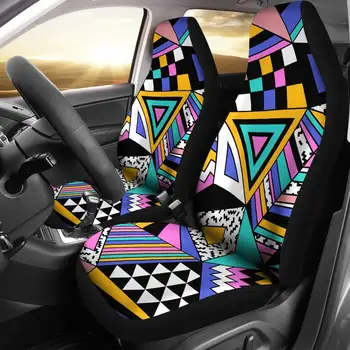 Чифт ярки покривала за автомобилни седалки с абстрактен модел, 2 своята практика за предните седалки, Защитно фолио за автомобилни седалки, автомобилни аксесоари