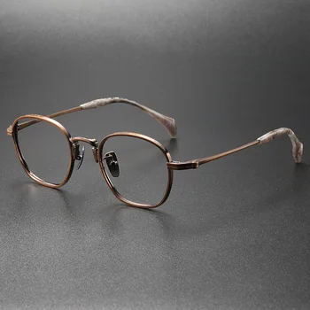 Японската Луксозна Марка, Дизайнерски Мъжки Реколта Титанов очила в кръгла рамка, Дамски слънчеви очила в ретро овалния стил, Оптични лещи за късогледство, Очила